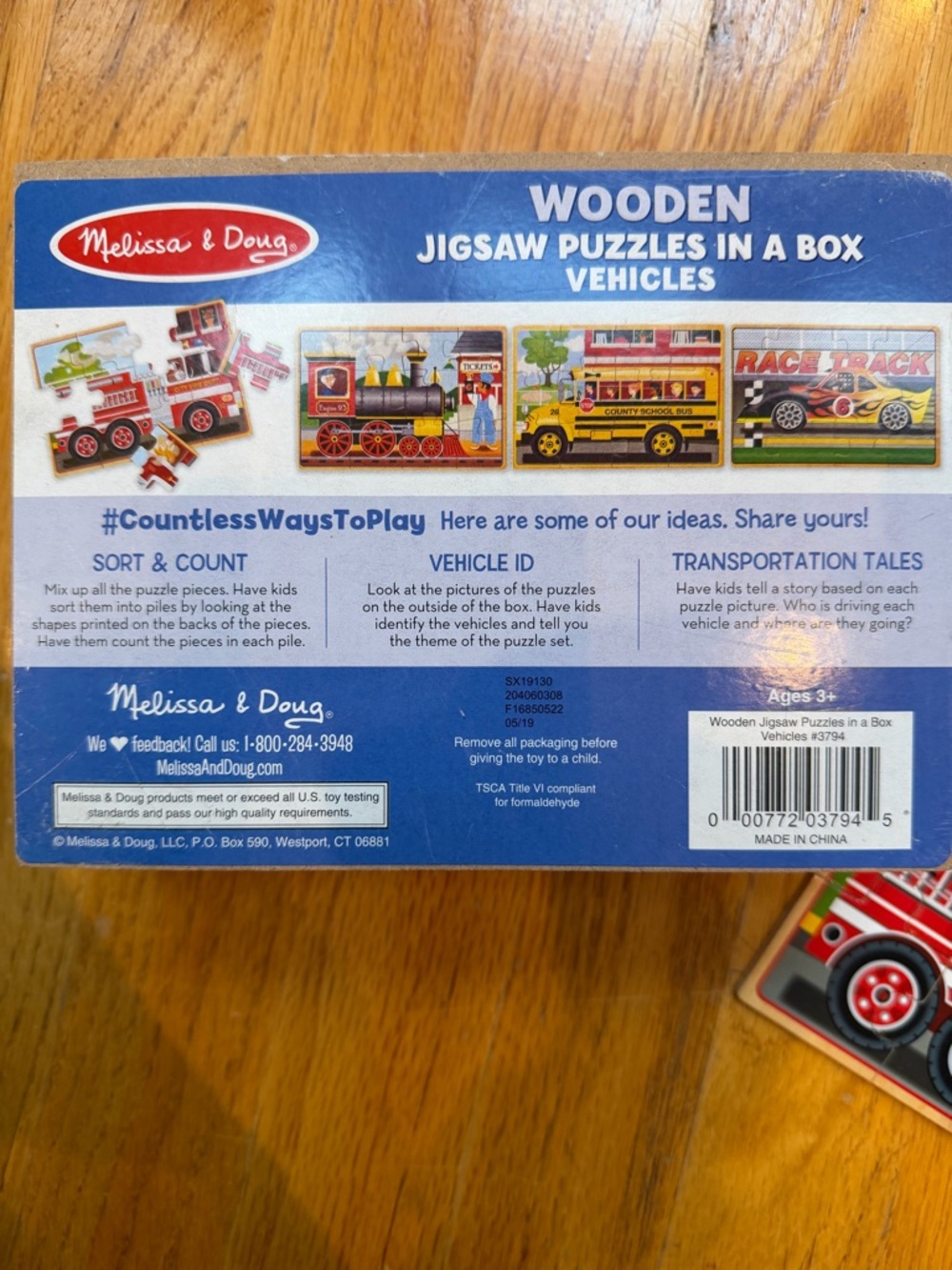 Melissa & Doug Vehicles Wooden Jigsaw Puzzle Set - Blue, Red, Yellow, Black